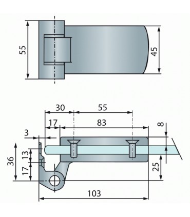 Paumelle avec fiche multi feuillure pour porte clarit
