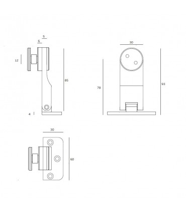 Charnière inox ouverture à 90° verre sur mur