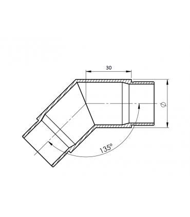 Raccord 45° pour tube Ø 42.4 x 2 mm