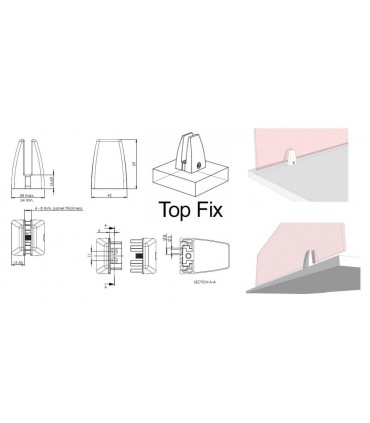 Pince support simple pour panneau pare-haleine d'épaisseur 4 à 8 mm