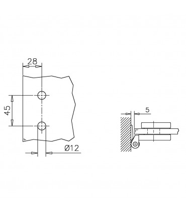 Charnière rectangulaire avec fiche pour porte en verre