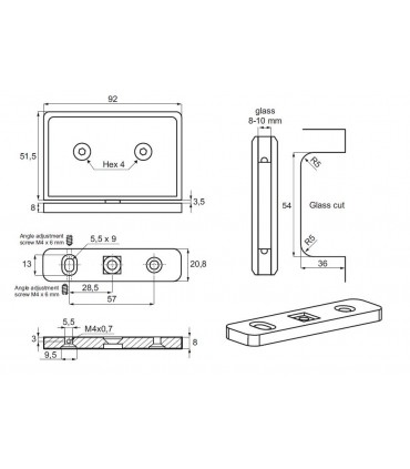 Charnière pivotante Lodz II pour porte de douche en verre