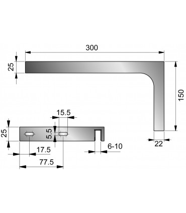 Equerre de stabilisation 300mm pour cabine de douche en verre
