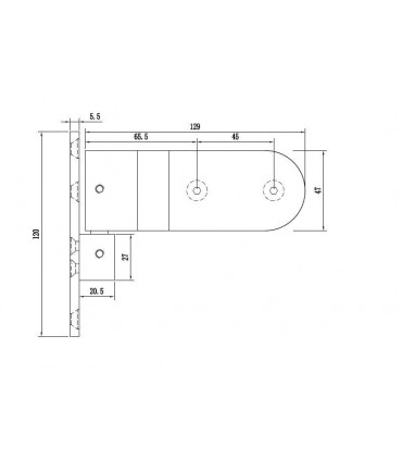 Paumelle avec fiche série Bonn pour porte clarit en verre