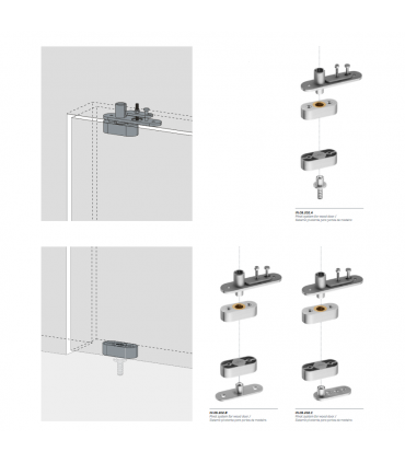Kit pivot invisible pour porte double action en bois poids maxi 100 kg
