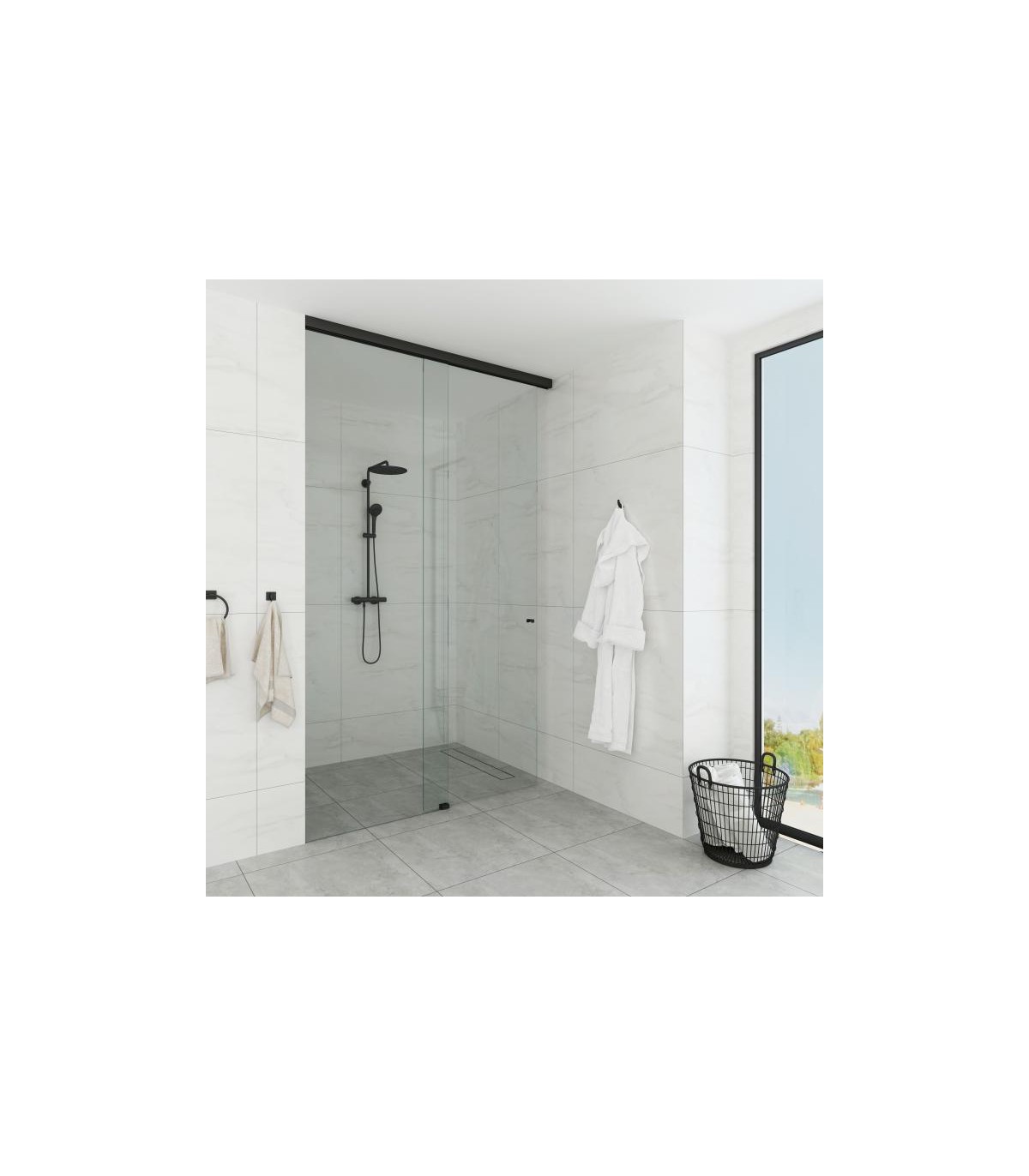 Tablette de douche repose pieds anthracite