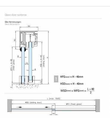 Kit 4015 pour cabine de douche en verre avec porte coulissante
