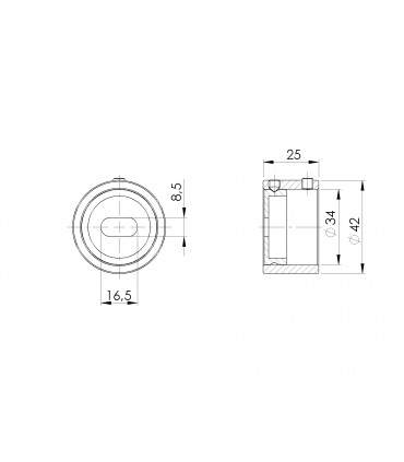 Embase inox fixation invisible pour tube rond 33.7 et 42.4 mm