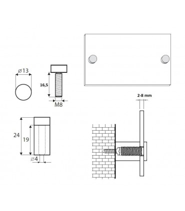 Entretoise aluminium Ø 13, 19, et 25 mm pour signalétique