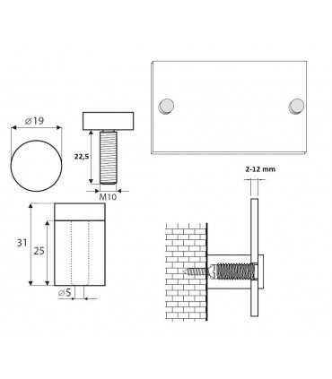 Entretoise aluminium Ø 13, 19, et 25 mm pour signalétique