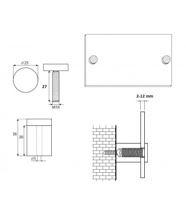 Entretoise aluminium Ø 13, 19, et 25 mm pour signalétique