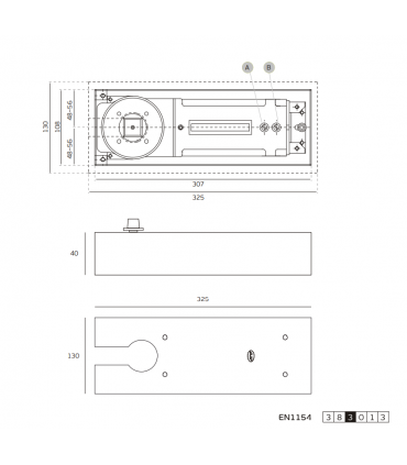 Ferme porte de sol avec arrêt 90° pour porte jusqu'à 120 kg