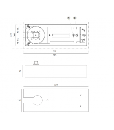 Ferme porte de sol avec arrêt 90° pour porte jusqu'à 50 kg