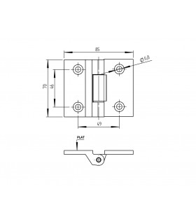 Fiche technique charnière plate 70mm.