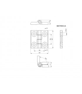 Fiche technique charnière plate 60mm.