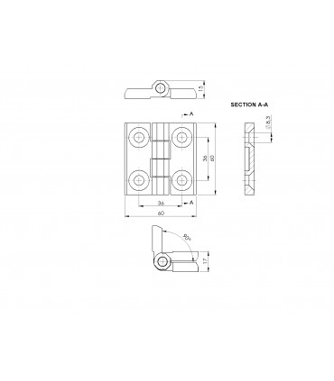 Fiche technique charnière plate 60mm.