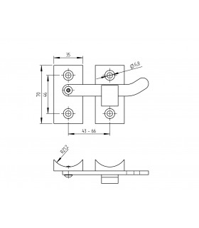 Loquet en inox aisi316 pour portillon en tube rond diamètre 42mm. Loquet en inox aisi316 pour portillon en tube rond diamètre 42mm.