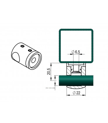 support traversant pour lisse Ø 10 - 12 ou 14 mm.