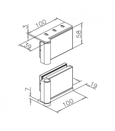 Paire de charnière d'angle supérieur et inférieur.