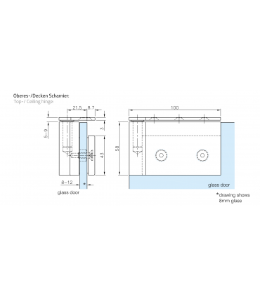 Paire de charnière d'angle supérieur et inférieur.