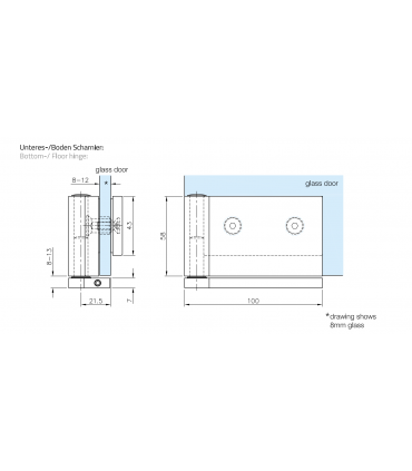 Paire de charnière d'angle supérieur et inférieur.