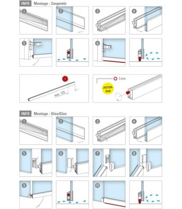 Plinthe a abaissement pour porte en verre