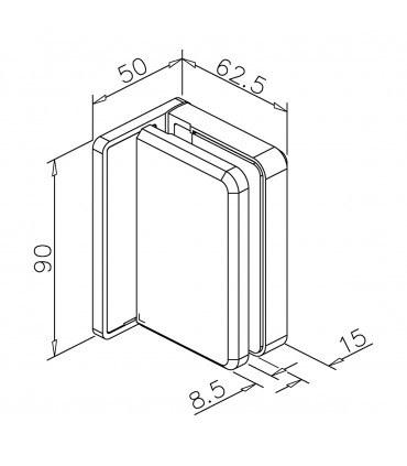 Charnière fermeture automatique pour porte en verre sur mur