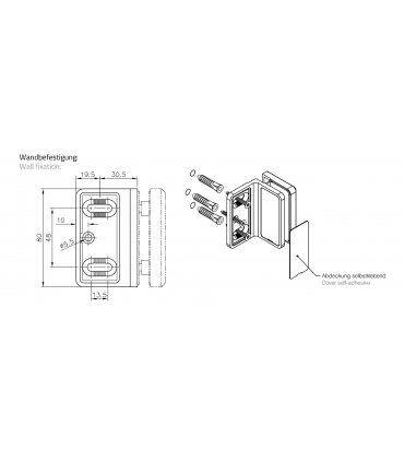Connecteur 90° pour panneau en verre contre un mur
