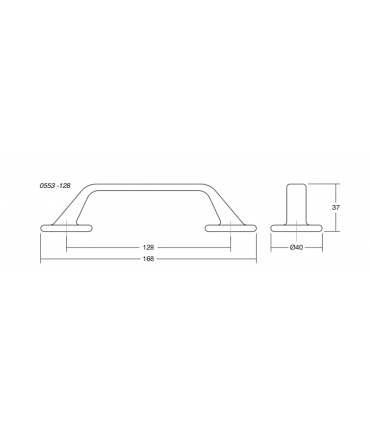Poignée OTO 0553 finition dessin technique