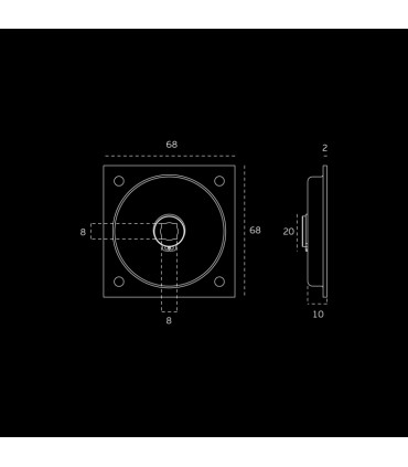 Poignée rétractable cuvette en inox forme carrée