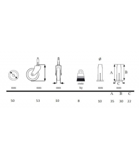 Fiche technique pour la roulette Ø 50mm. Fiche technique pour la roulette Ø 50mm.