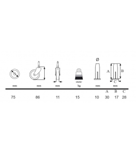 Fiche technique de la roulette en Ø 75mm. Fiche technique de la roulette en Ø 75mm.