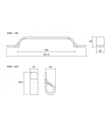 Poignée et bouton série BELT 0590 par Viefe