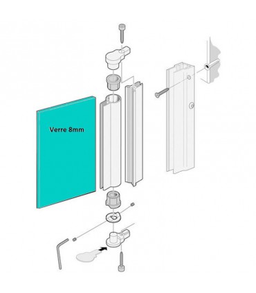 Charnière pare-douches Aqua light pour 8mm