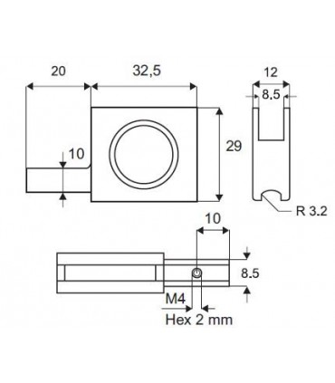 Embout avec prise dans l'alignement