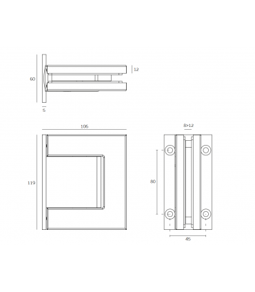 Set de 2 Charnières hydrauliques pour porte en verre