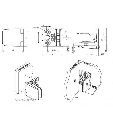 Charnière série Obsession pour porte de vitrine en verre
