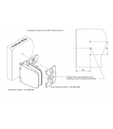 Plaque de fixation intelligente pour charnière série Obsession