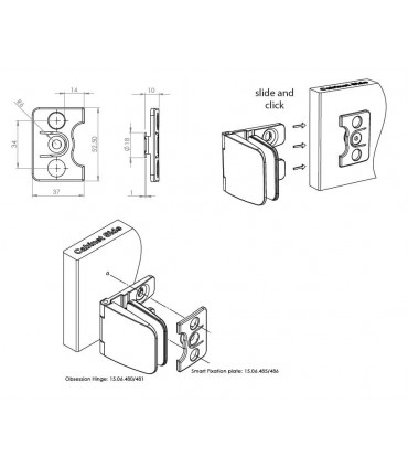 Plaque de fixation intelligente pour charnière série Obsession