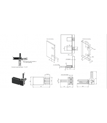 Charnière porte verre série Bonsai pour panneau de 12 mm
