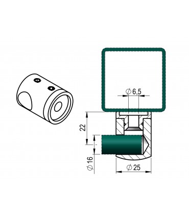 SUPPORT A GAUCHE POUR Ø 16