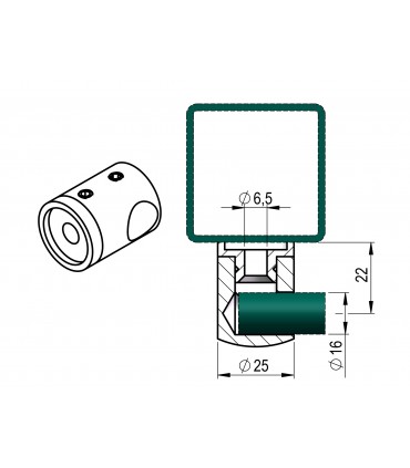 SUPPORT A DROITE POUR Ø 16