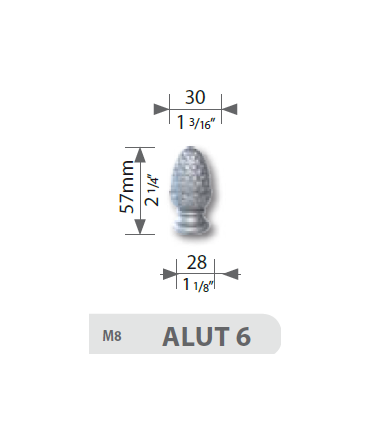 Tête de départ de rampe à visser ht 57 mm