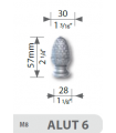 Tête de départ de rampe à visser ht 57 mm