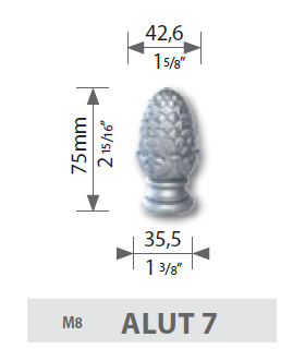 Tête de départ de rampe à visser ht 75 mm Tête de départ de rampe à visser ht 75 mm