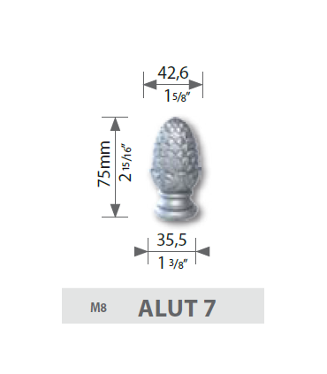 Tête de départ de rampe à visser ht 75 mm