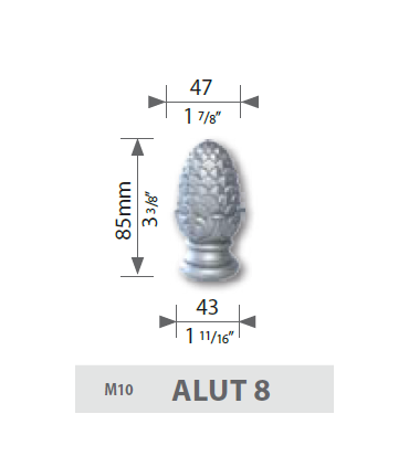 Tête de départ de rampe à visser ht 85 mm