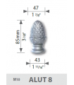 Tête de départ de rampe à visser ht 85 mm