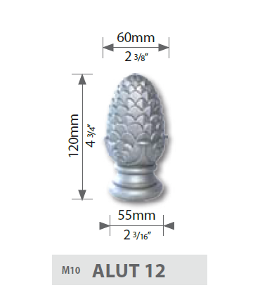 Tête de départ de rampe à visser ht 120 mm