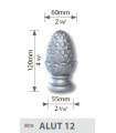 Tête de départ de rampe à visser ht 120 mm